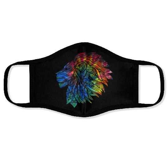 Psychedelic Lion Design Gift. Rainbow Mandala Face Masks