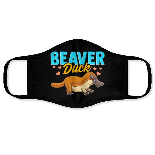 Beaver Duck Platypus Pun Cute Duck Billed Platypus Face Masks