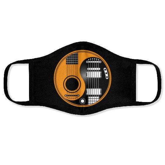 Guitar Ying Yang Face Masks