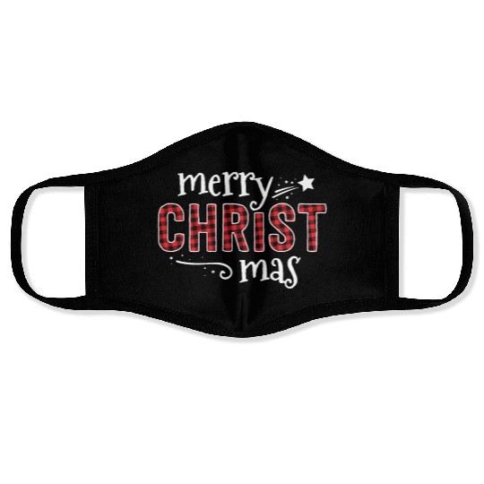 Buffalo Plaid Merry Christ Mas Face Masks Christmas