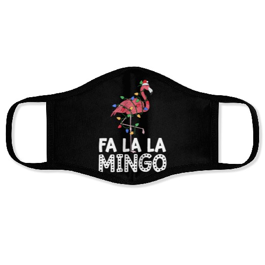 Fa La La Mingo Flamingo Christmas Tree Lights Face Masks