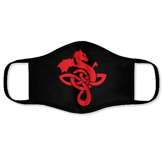 Celtic Symbols Dragon Red Gift Idea Face Masks