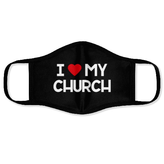 I Love My Church, Heart, Bible, Christian, Face Masks