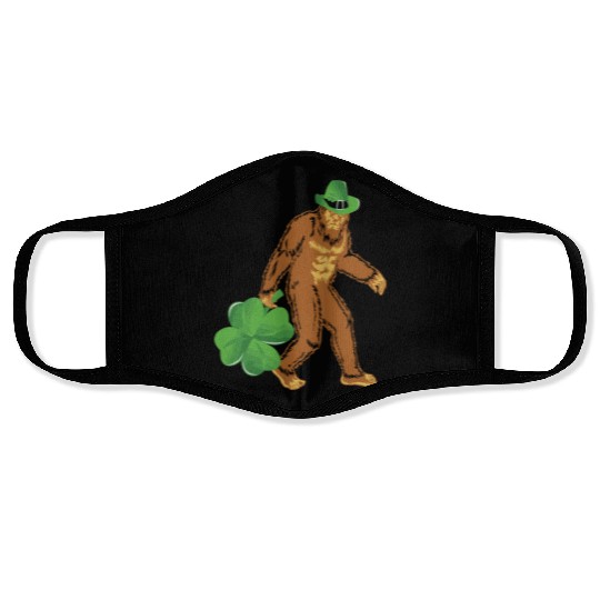 Bigfoot Irish Shamrock Saint Patricks Paddys Day Face Masks