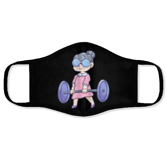 Gym Fitness Workout grandma woman's pension Face Masks