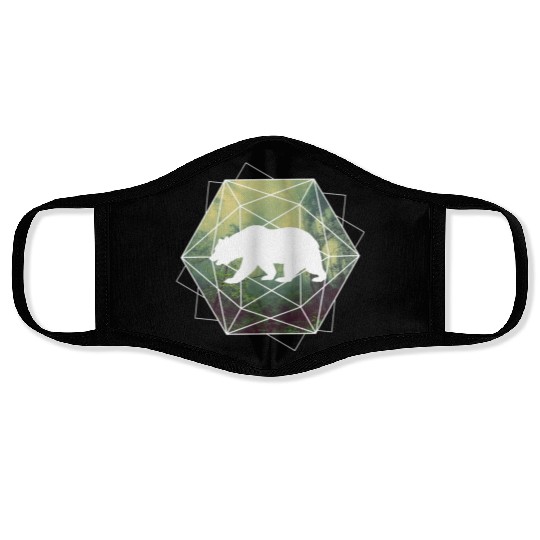 bear nature forest geometry gift Face Masks
