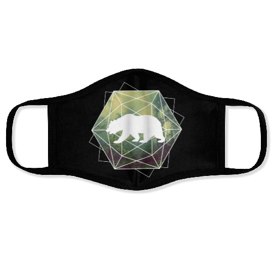 bear nature forest geometry gift Face Masks