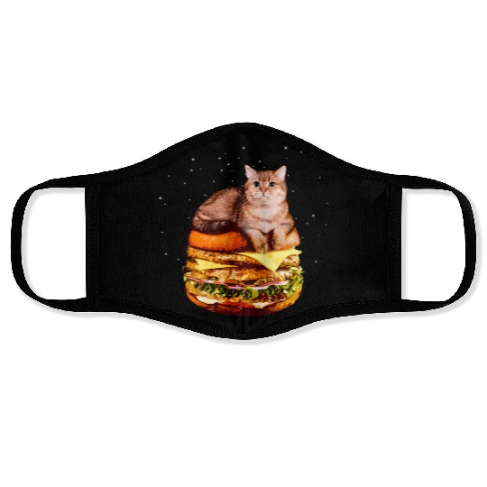 Hamburger Space Cat Funny Kitty Gift Face Masks