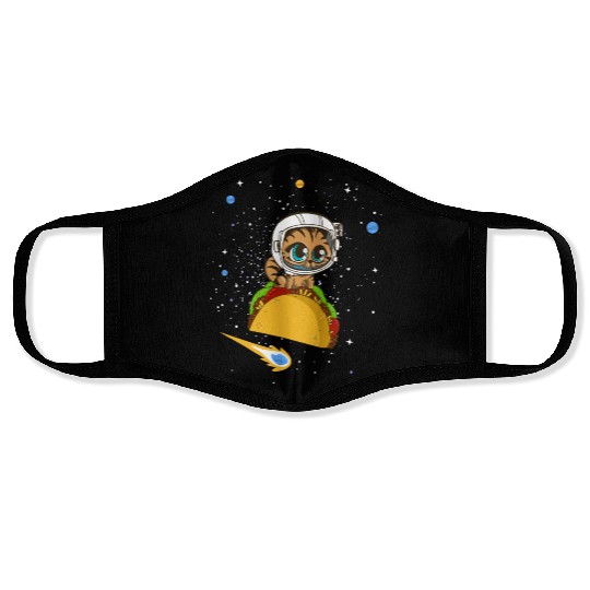 Taco Cat In Space Face Masks Dancing Cat Taco