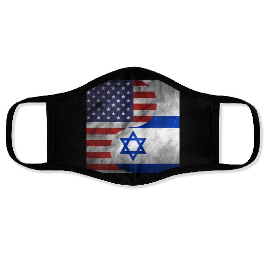 USA Israel Dual Yin Yang Flag Face Masks