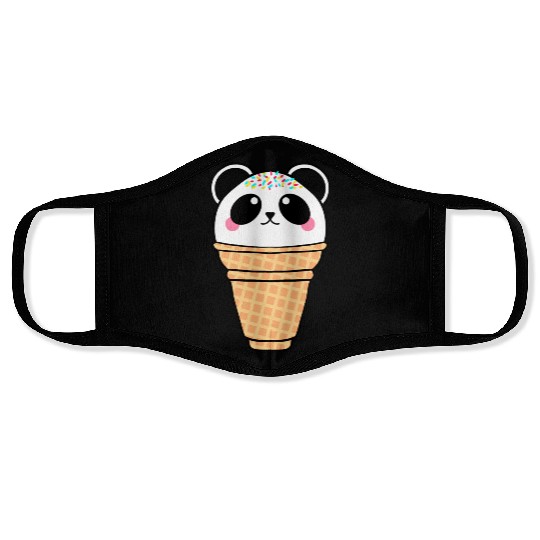 Cute funny sweet Ice cream panda Kawaii cartoon. Face Masks
