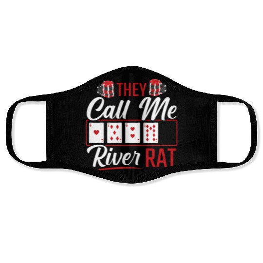 River Rat Funny Poker Player Texas Holdem Lucker Face Masks