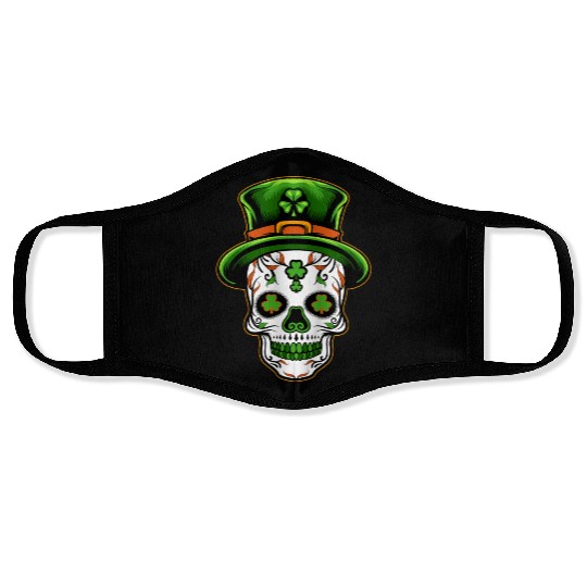 Sugar Skull St Patricks Day Face Masks