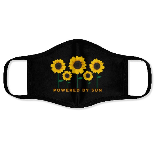 Sunflower Powered By Sun Summer Gift Idea Face Masks