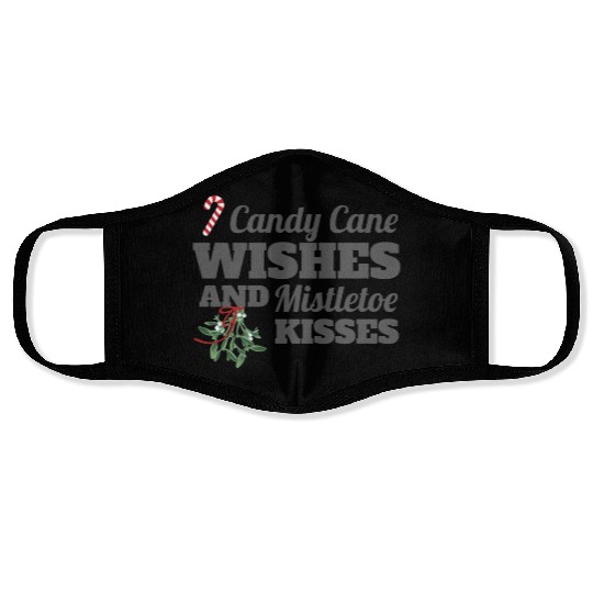 Candy Cane Wishes and Mistletoe Kisses Christmas Face Masks