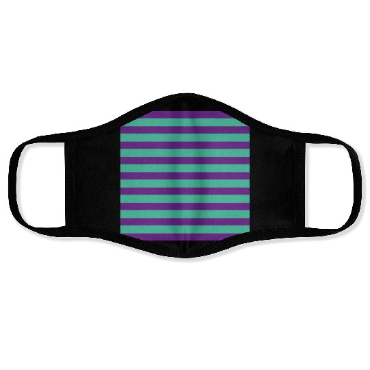 Stripes Purple Green Face Masks