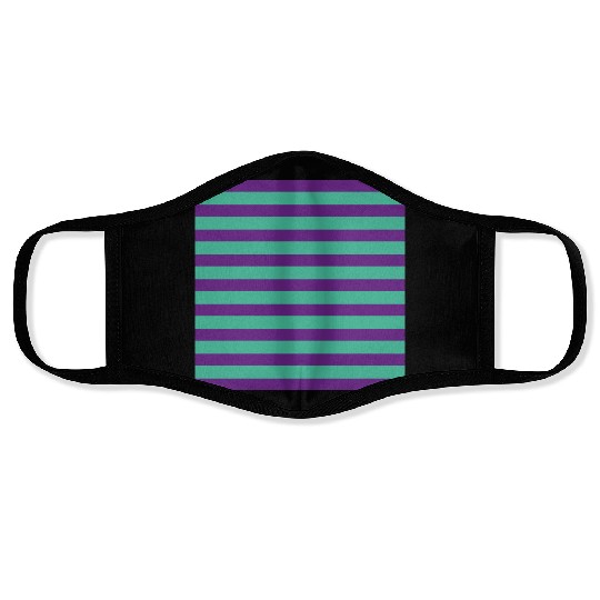 Stripes Purple Green Face Masks