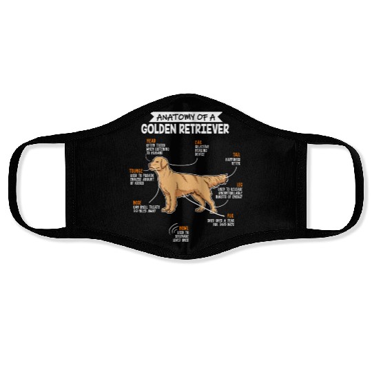 Anatomy Of A Golden Retriever Funny Dog Owner Gift Face Masks