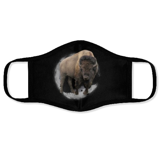 Bison Buffalo Cattle Design Illustration Gift Face Masks