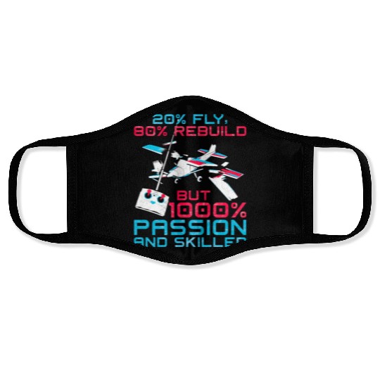 RC Plane Crash - Fly, Repair And Scattered Parts Face Masks