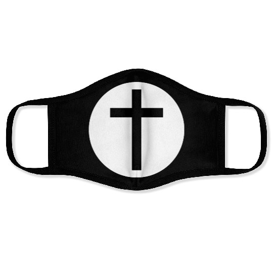 Cross Inside a White Circle Face Masks