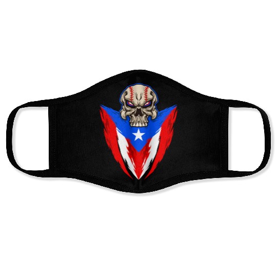Puerto Rico Baseball Skull Face Masks