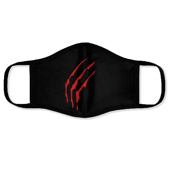 three slashes with blood werewolf Face Masks