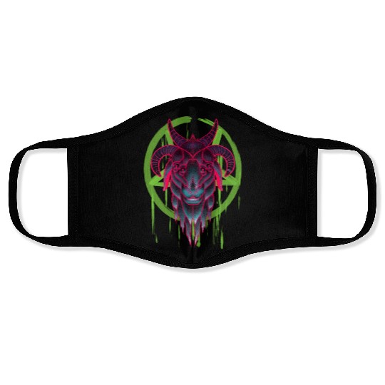 Neon Baphomet Face Masks