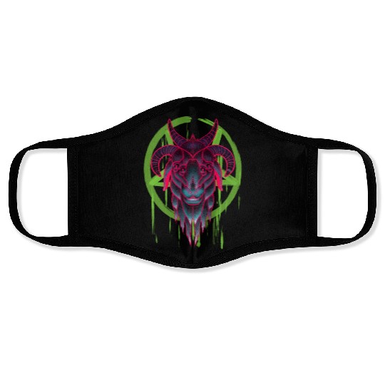 Neon Baphomet Face Masks