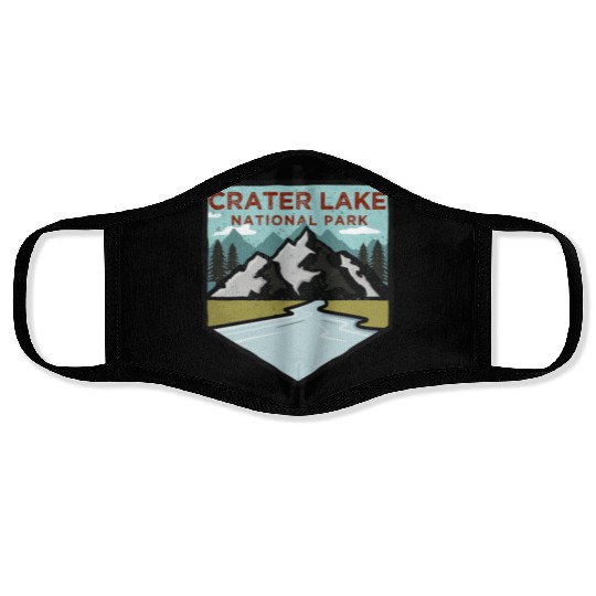 Retro Vintage Crater Lake National Park Gift Face Masks