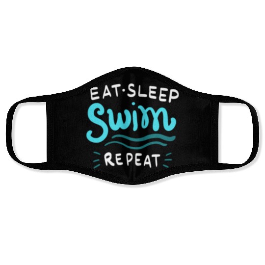 Eat Sleep Swim Repeat Swimmer Face Masks