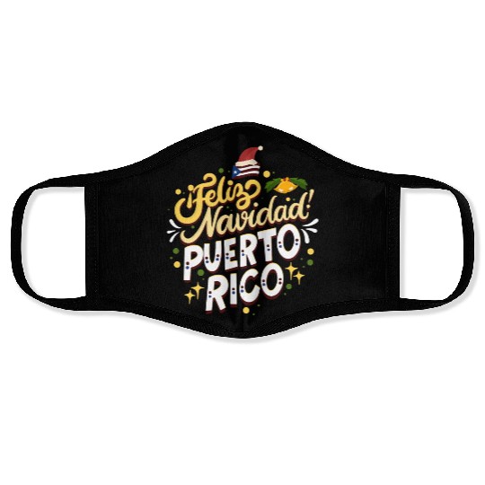 Feliz Navidad Puerto Rico - Merry Christmas Face Masks