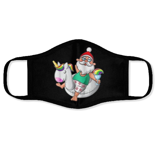 Christmas in July Santa Hawaiian Unicorn Swim Face Masks