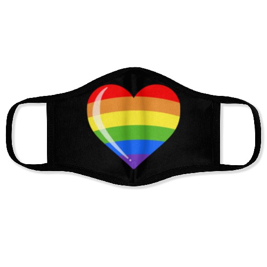 LGBTQ Heart - Rainbow LGBT Heart Pride Month Human Face Masks