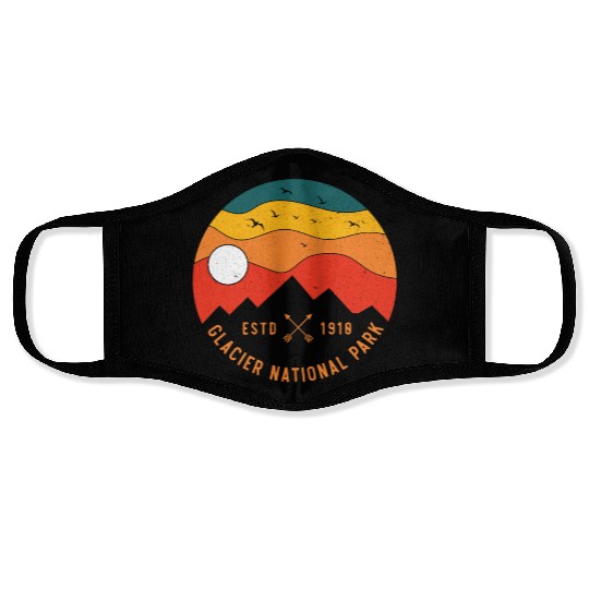 Retro Glacier National Park Montana Souvenir 80s Face Masks