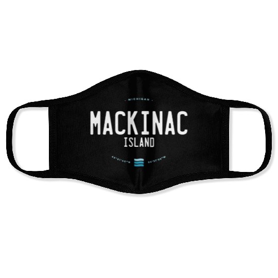 Mackinac Island Michigan Beach Waves Face Masks