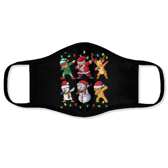 Dabbing Santa Elf Friends Christmas Kids Boys Face Masks