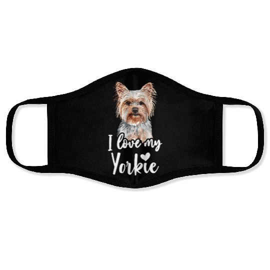 Yorkshire Terrier I Love My Yorkie funny saying Face Masks