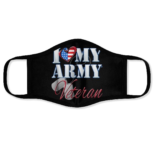 I Love My Army Veteran Patriotic Men Women Face Masks
