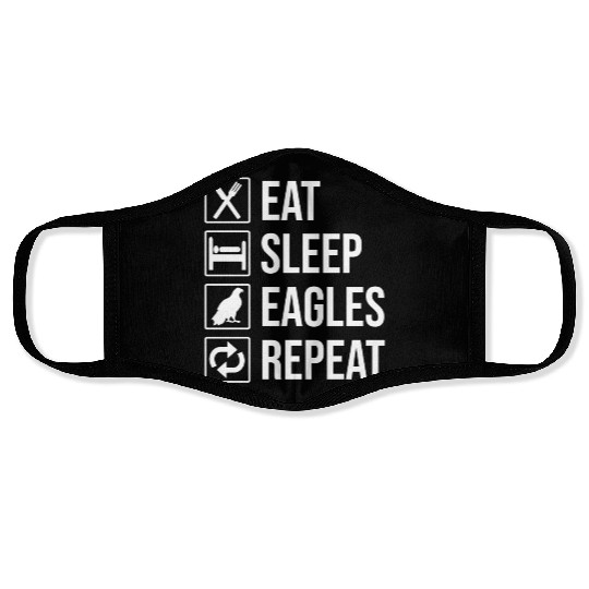 Eat Sleep Eagles Repeat Funny Bald Eagle Face Masks