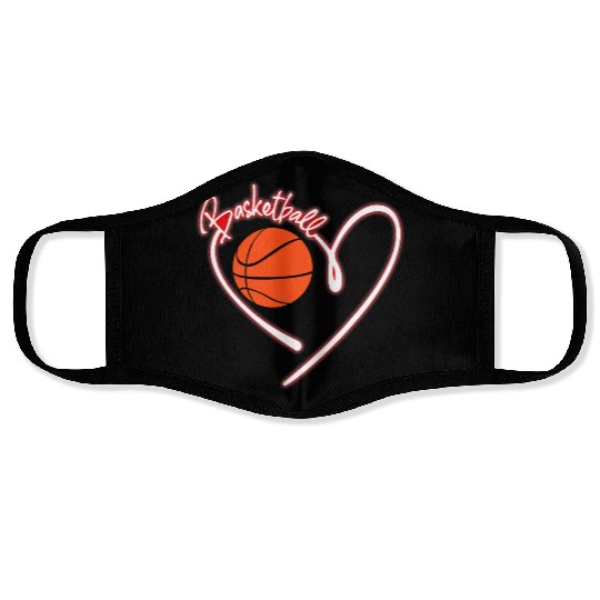 I Love Basketball Girl Basketball Player Heart Face Masks