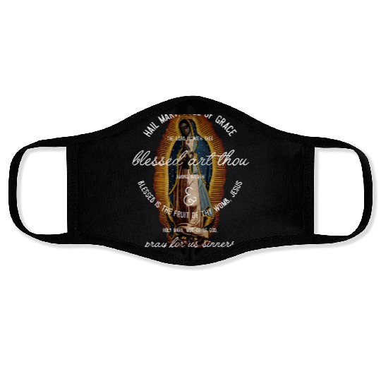 Our Lady of Guadalupe Hail Mary Prayer Catholic Gi Face Masks