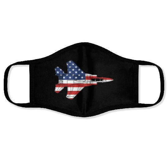 F-15 Eagle Fighter Jet Airplane American Flag F15l Face Masks