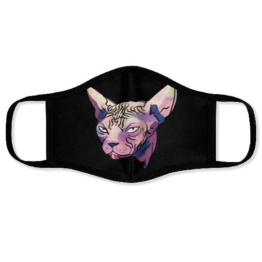 Grumpy Sphynx Cat - Funny Wrinkly Naked Kitty - Co Face Masks