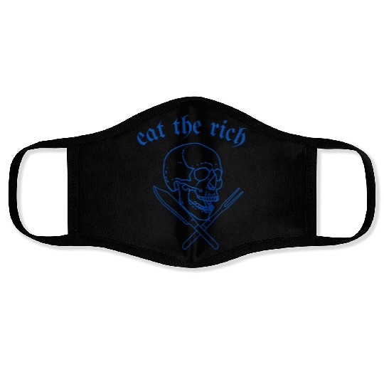Eat The Rich - Skull and Cross Knives (blue) Face Masks