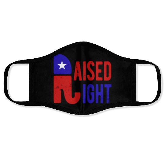 Raised Right Proud Republican Elephant Logo Usa Face Masks