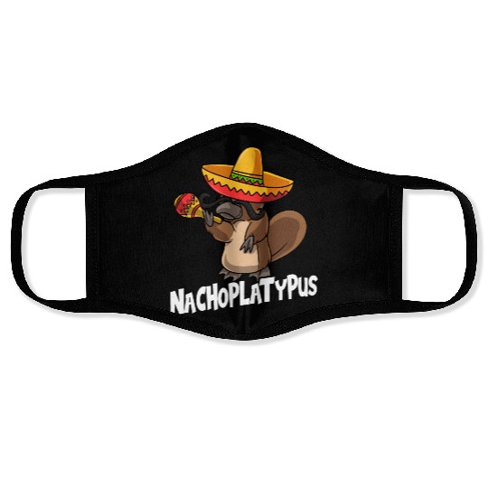 Nachoplatypus Cinco De Mayo Platypus Gifts Fiesta Face Masks