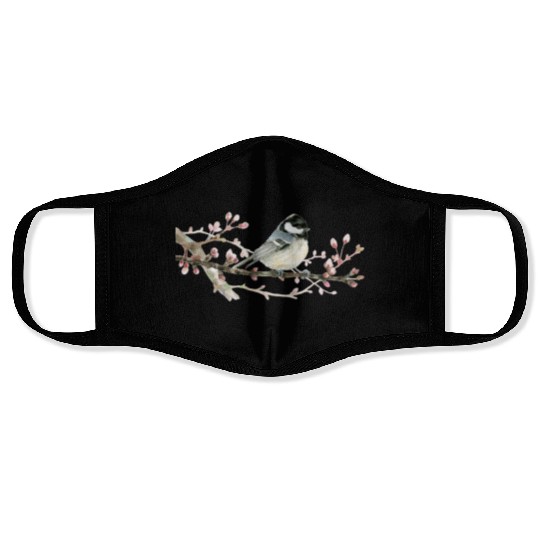 Swamp Tit on A Twig - Garden Birds In Spring Face Masks
