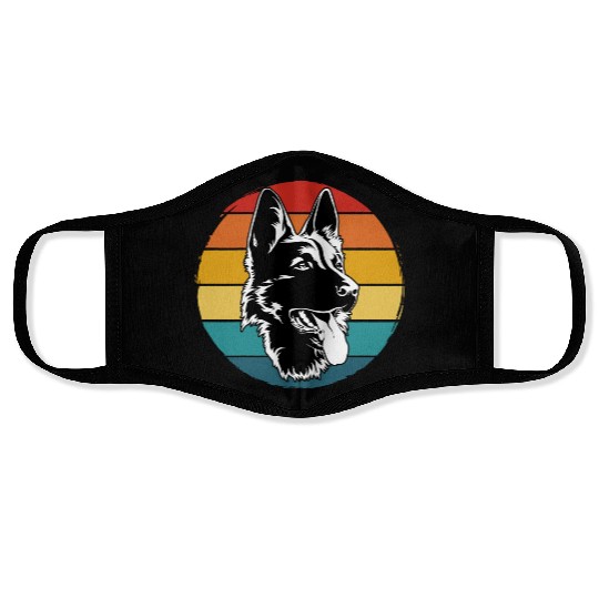 German Shepherd Dog Rugged Edge Sunset Face Masks