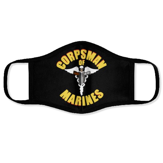Us Navy Corpsman 8404 Fmf Veteran Front & Back Des Face Masks